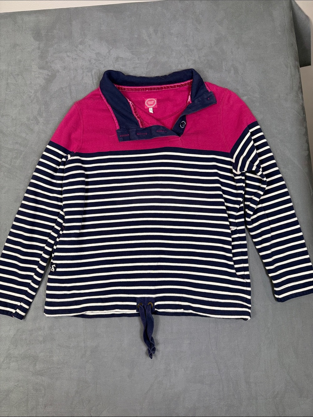 Joules Navy & Pink Striped 1/4 Pullover